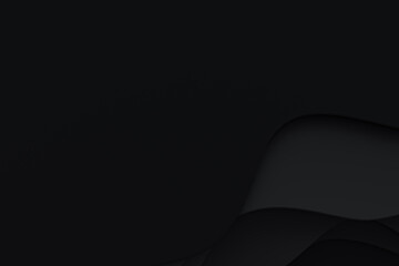 3D Rendering, Abstract Black paper cut art background design for website template or presentation template,Black background