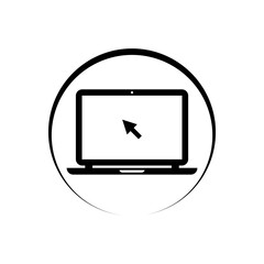 Laptop Screen Icon With Click Icon Inside Is Isolated On White Background