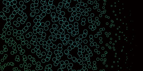 Dark Green vector backdrop with dots. Abstract colorful disks on simple gradient background. Design for your commercials.