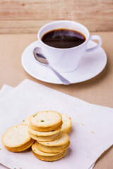Crackers with black coffee