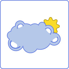 vector cartoon cute cloud and sun. Isolated objects on a white background. weather forecast, logo, icon, symbol.
