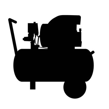 recommend clip art: compressor vector silhouette isolated on white background, symbol of technology equipment