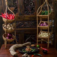 Many different herbs and spices. Variety of spices for cooking