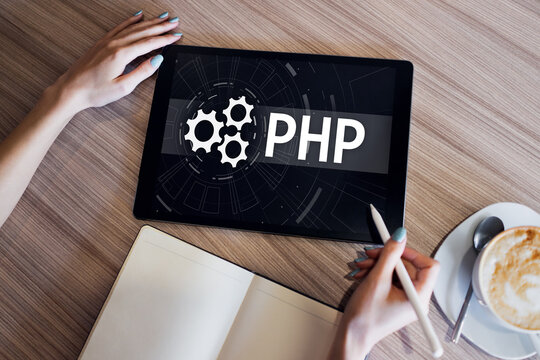 PHP programming language. Web and application development concept.