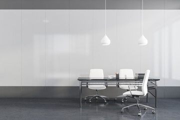 White and grey CEO office interior