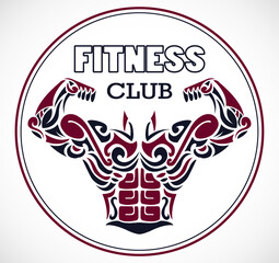 ornamental muscular body illustration / fitness club logo vector
