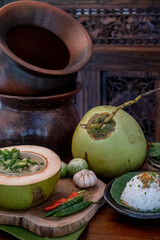 Thai cuisine- tom kha kai - coconut milk soup. Thai style spicy soup