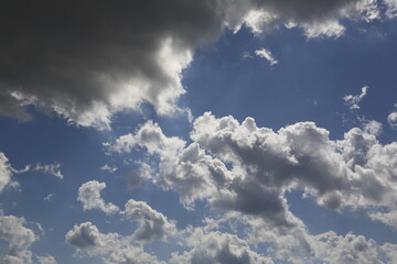Fototapeta na wymiar white fluffy clouds in the blue sky.
