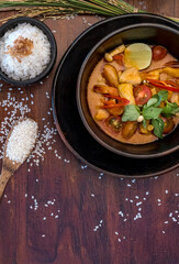 Tom Yum soup . Thai traditional spicy prawn soup