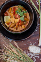 Tom Yum soup . Thai traditional spicy prawn soup