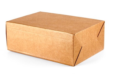 close up of  a cardboard box on white background