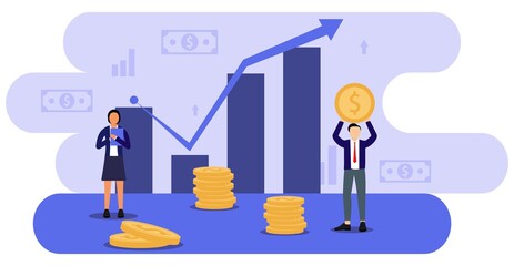 Global economic update economic growth concept flat illustration