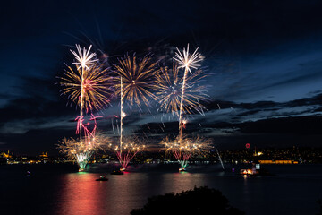 Fireworks over Bosphorus Strait, Istanbul, Turkey