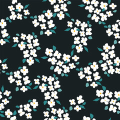 Abstract floral seamless pattern with chamomile. Trendy hand drawn textures.