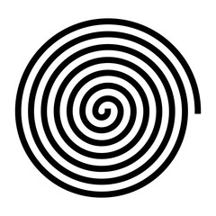 Vector illustration of abstract spiral icon. Black and white helix, loop, curl, gyre, scroll isolated on background. Simple flat element for design.