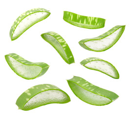 Aloe vera slice on white background. Clipping path.