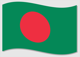 Waving flag of Bangladesh vector graphic. Waving Bangladeshi flag illustration. Bangladesh country flag wavin in the wind is a symbol of freedom and independence.