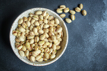 pistachios
Menu concept serving size. food background top view copy space for text
keto or paleo diet
organic healthy eating