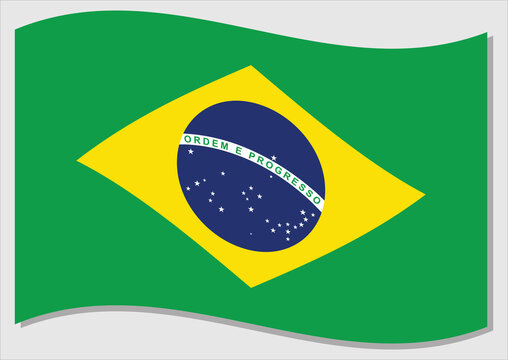 Waving flag of Brazil vector graphic. Waving Brazilian flag illustration. Brazil country flag wavin in the wind is a symbol of freedom and independence.