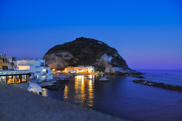Night view of the Sant Angelo bay on the Ischia island.