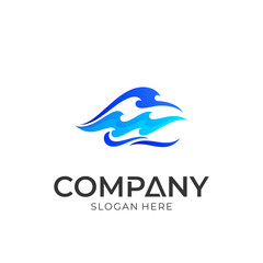 simple wave logo design, abstract water vector icon illustration