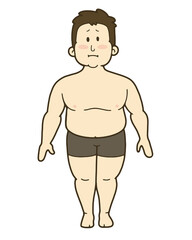Fototapeta premium 男性の人体のイラスト 正面 肥満