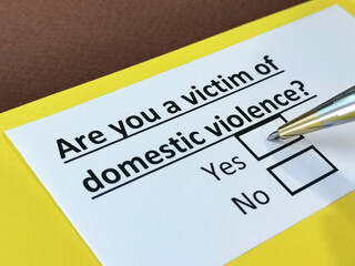 Obraz premium One person is answering question about domestic violence.