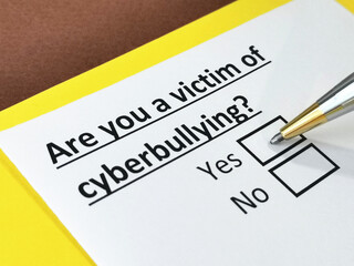 One person is answering question about cyberbullying.