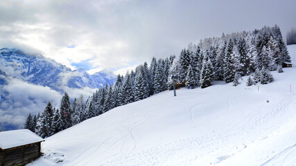 Fototapeta na wymiar Ski resort in Austria. Beautiful winter landscape.