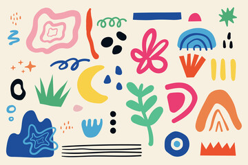 modern vector collages with hand drawn organic shapes,textures and graphic elements.Trendy contemporary design perfect for prints,social media,banners,invitations,branding design,covers