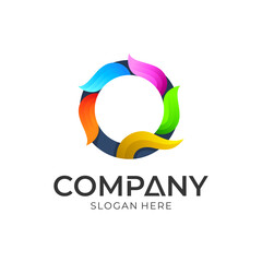 Colorful letter O logo vector. Abstract initial letter vector design template