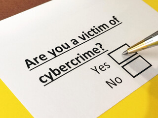 Fototapeta premium One person is answering question about cybercrime.
