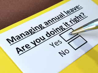Obraz premium One person is answering question about managing annual leave.