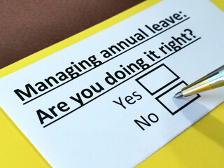Obraz premium One person is answering question about managing annual leave.