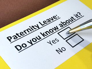 Obraz premium One person is answering question about paternity leave.