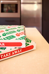 Box pizzas to take away vertical focus selective food