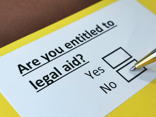 Obraz premium One person is answering question about legal aid.