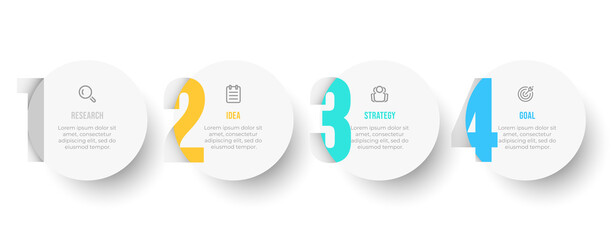 Vector Infographic label design template with circle and number options. Business concept with 4 steps or processes. 