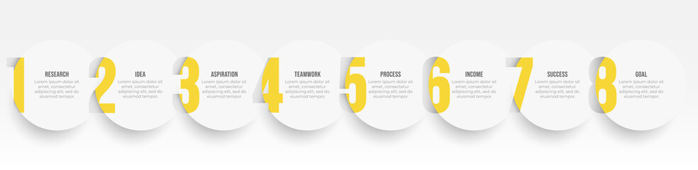 Vector Infographic label design template with circle and number options. Business concept with 8 steps or processes. 