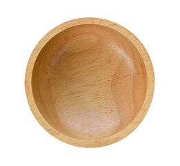 Empty wooden bowl isolated on white background