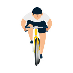 racing bike, man in road bicycle on white background vector illustration design