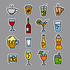 beverages stickers set