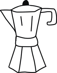 Single hand drawn geyser coffee maker, for americano or cappuccino. Doodle vector illustration.