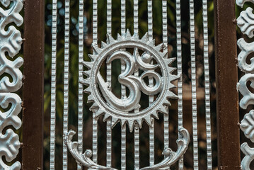  forged metallic silver yoga and meditation sign 1