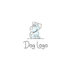 Line dog Modern Logo simple Design Isolated In Shape Colour Vector Illustration