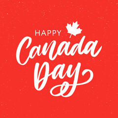 Fototapeta na wymiar Happy Canada Day Hand Drawn Calligraphy Pen Brush Vector