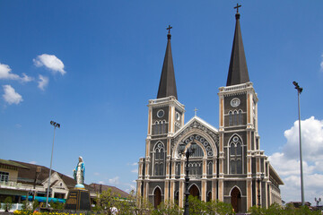 CHANTABURI,THAILAND - MARCH 2018 : Old Cathedral of the Immaculate Conception in Chantaburi province , Thailand. This is an iconic of Chantaburi built French Style in Thailand.