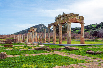 Temple of Artemis in archaeological site of Brauron, Attica, Greece