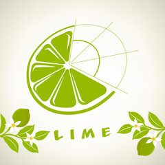 Lime on a branch logo vector. 
