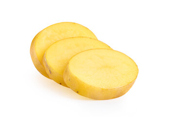 slice potato on white background
